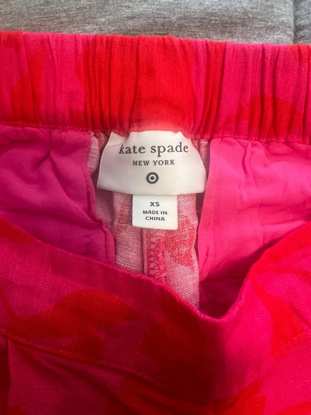 Kate Spade x Target Classic Rose High Rise Linen Pants, Pink/Red, Size XS
